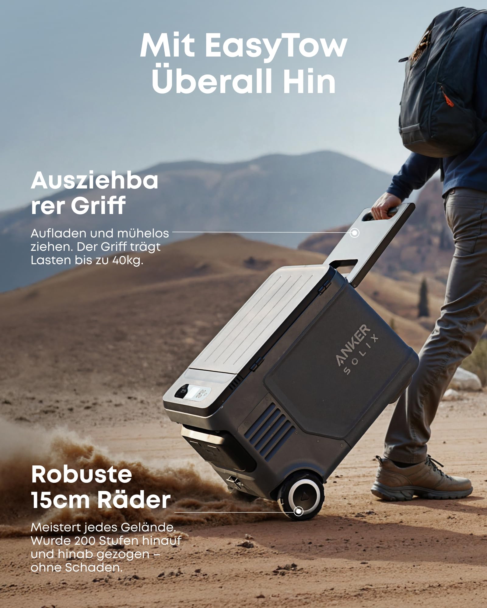 Anker SOLIX EverFrost 2 40L Akku-Kühlbox, Tragbarer Mini-Kühlschrank, 288Wh Akku, AC/DC or Solarenergie, Für Camping, Reisen, Angeln, -20℃ bis 20℃ Betrieb (Nur 1 Akku im Lieferumfang)