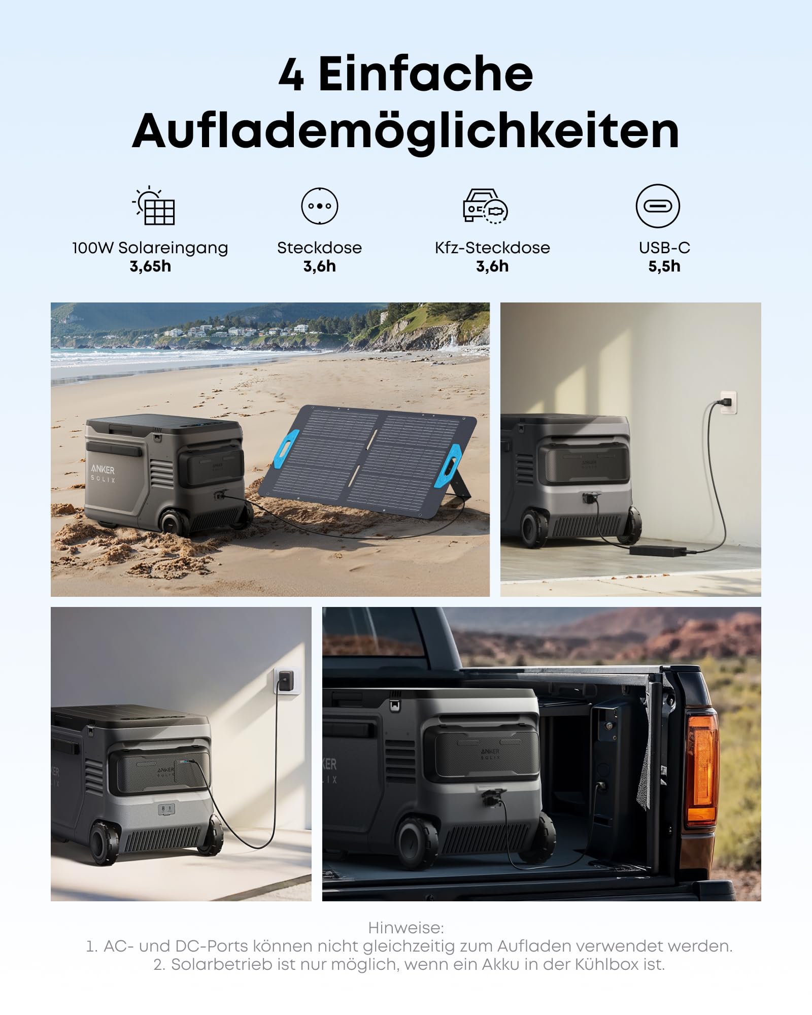 Anker SOLIX EverFrost 2 40L Akku-Kühlbox, Tragbarer Mini-Kühlschrank, 288Wh Akku, AC/DC or Solarenergie, Für Camping, Reisen, Angeln, -20℃ bis 20℃ Betrieb (Nur 1 Akku im Lieferumfang)