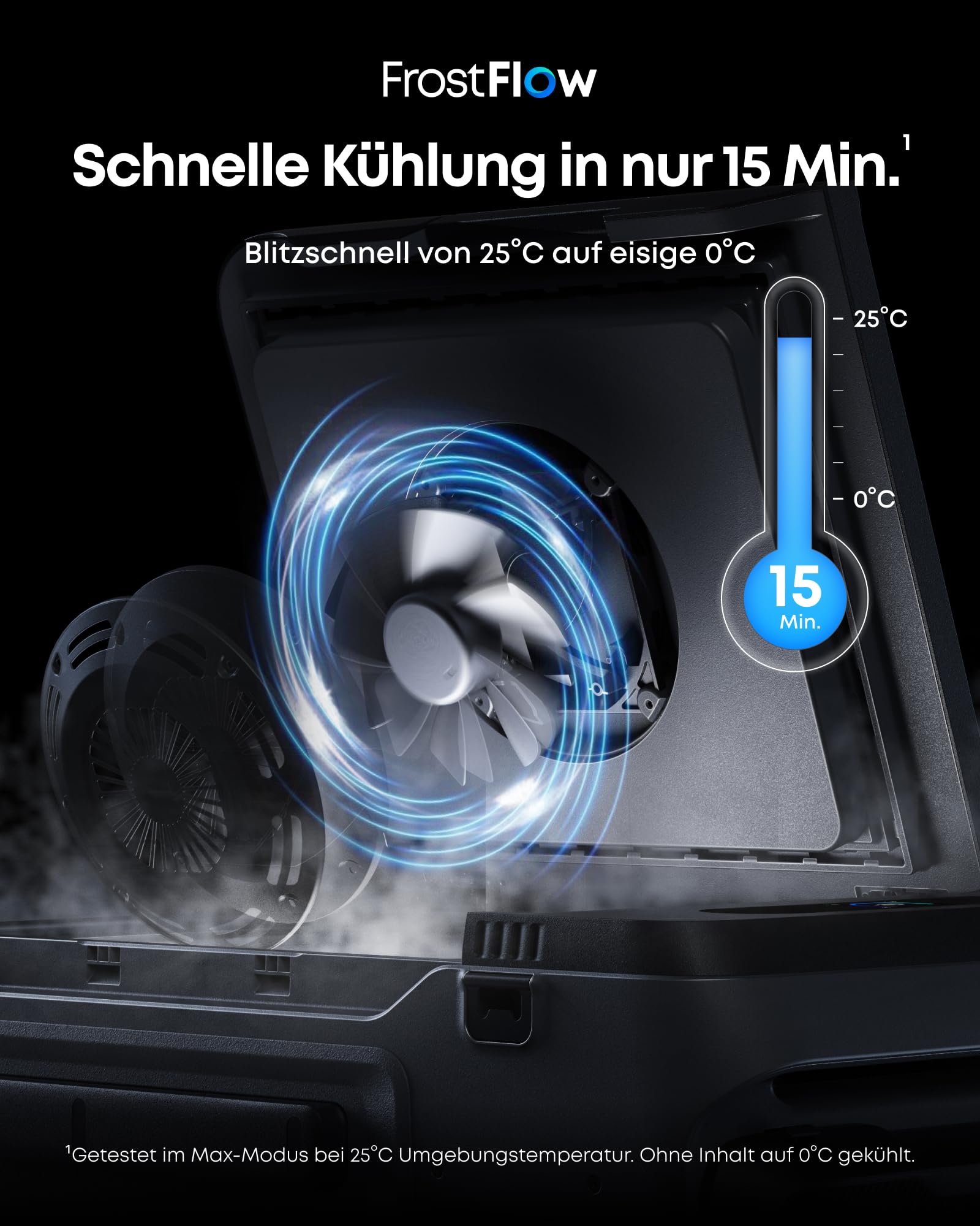 Anker SOLIX EverFrost 2 40L Akku-Kühlbox, Tragbarer Mini-Kühlschrank, 288Wh Akku, AC/DC or Solarenergie, Für Camping, Reisen, Angeln, -20℃ bis 20℃ Betrieb (Nur 1 Akku im Lieferumfang)