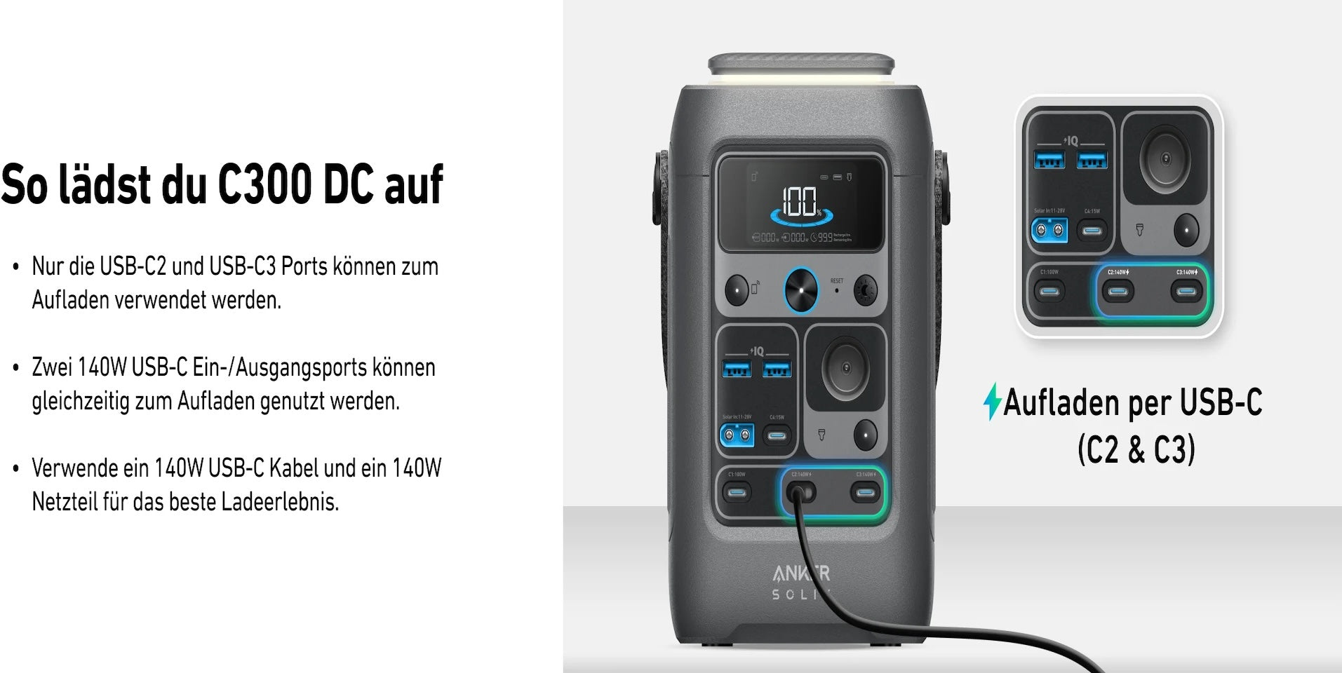 Anker SOLIX C300 DC PowerStation 90000mAh (288Wh) | 300W B-Ware